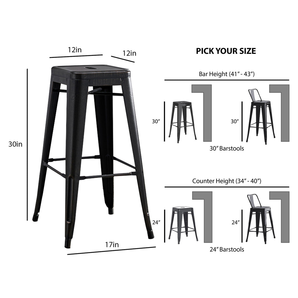 Backless Bar Stools (Set of 2) - Black