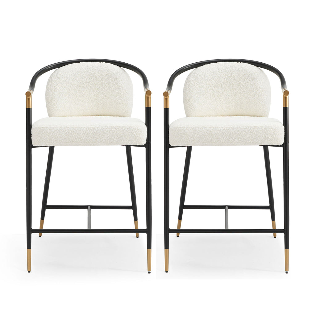 Contemporary Upholstered Counter Stool Set With Metal Frame