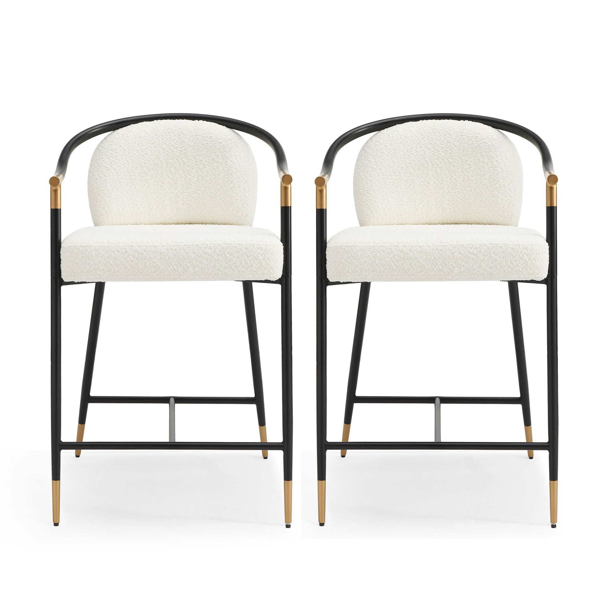 Contemporary Upholstered Counter Stool Set With Metal Frame