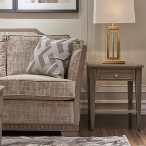 Dauphin - Storage Shelf Side Table - Gray Cashmere