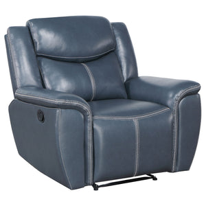 Brier - Upholstered Padded Arm Recliner Chair With Manual Recline And Pillowtop Arms - Blue