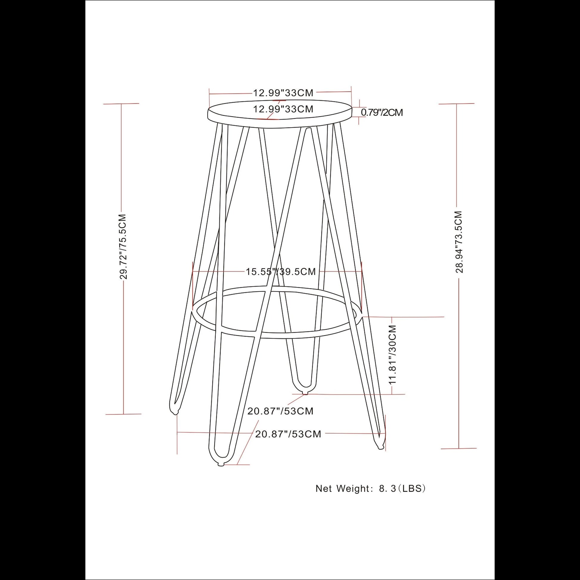 Simeon - Multifunctional Metal Stool With Wood Seat