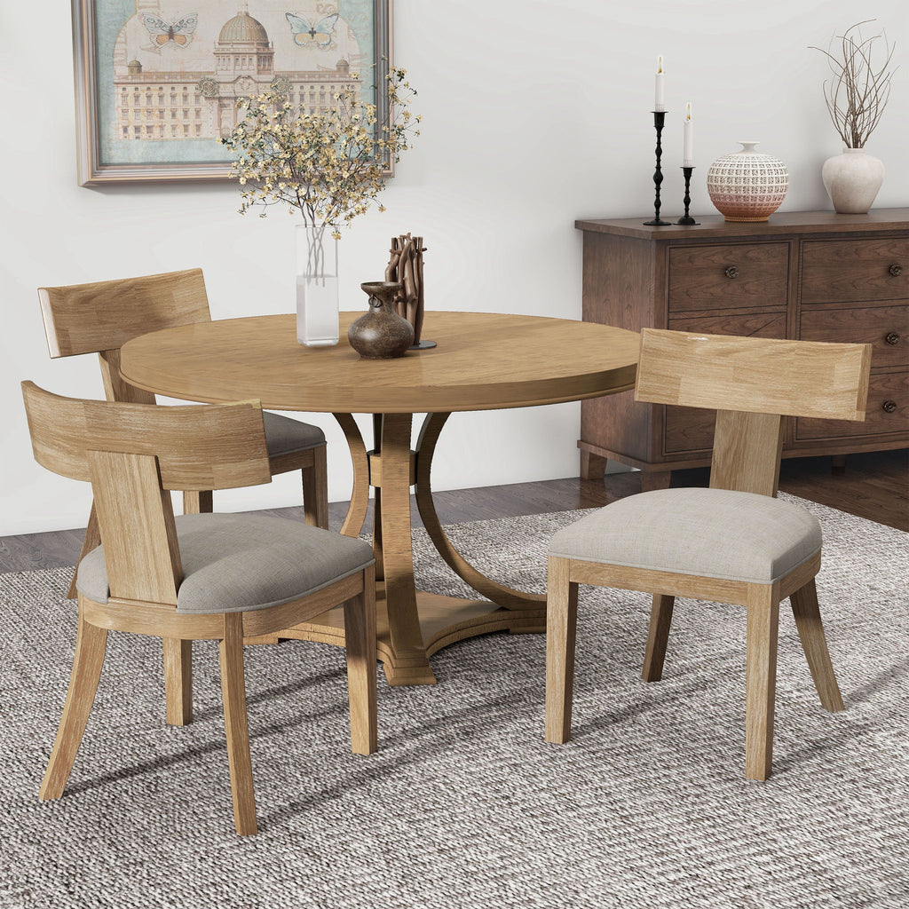 Modern Dining Chair With Fabric Upholstery In Elegant Design - Linen
