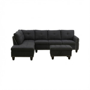 L - Shaped 3 Piece Sectional Sofa With Chaise, Storage Ottoman & Cup Holders