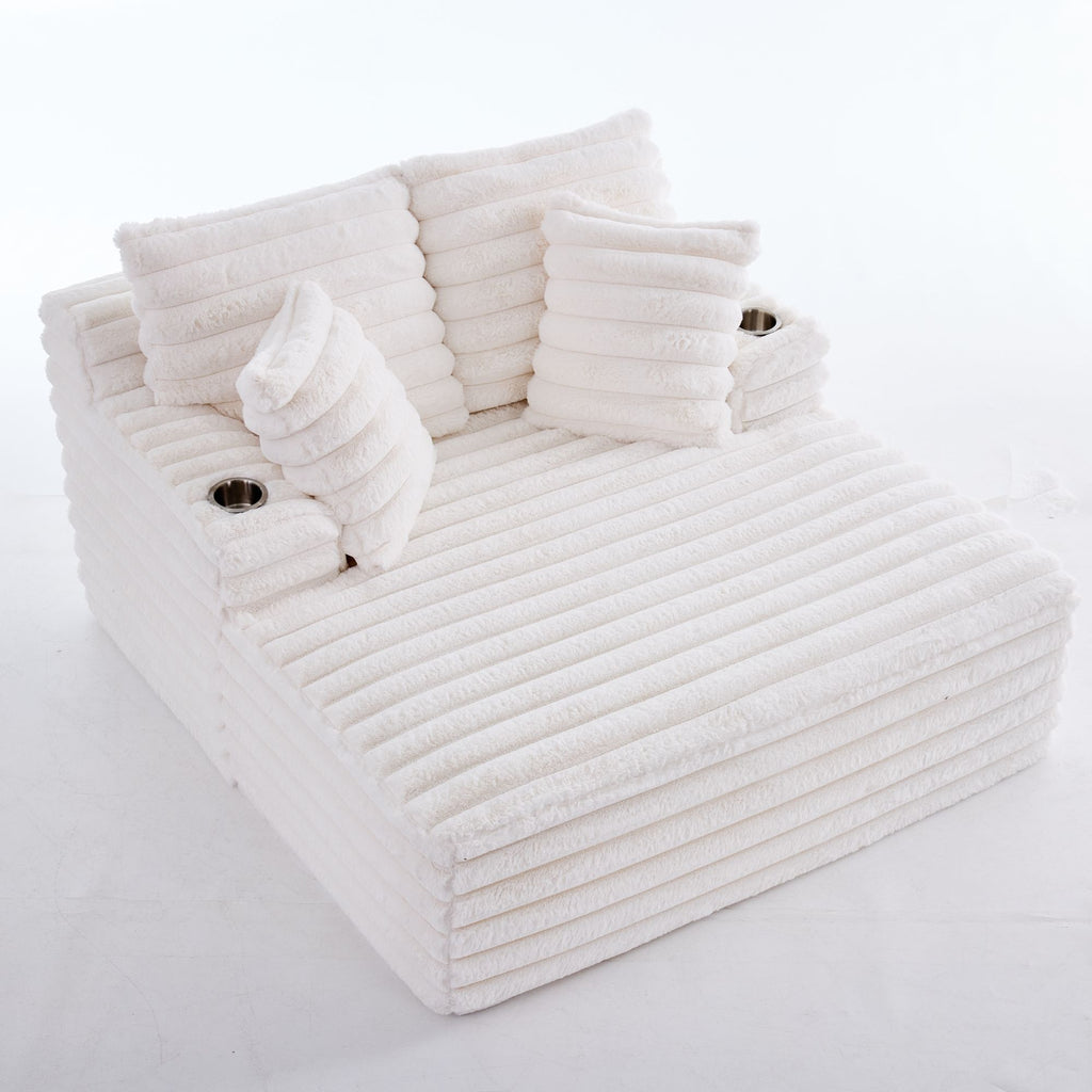 Oversized Chaise Lounge Chair Indoor With Pillows For Living Room