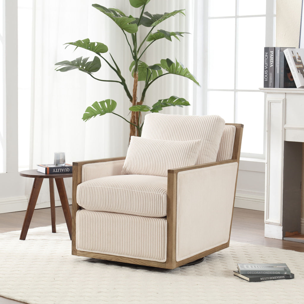 Comfy Accent Barrel Chair, 360 Degree Swivel