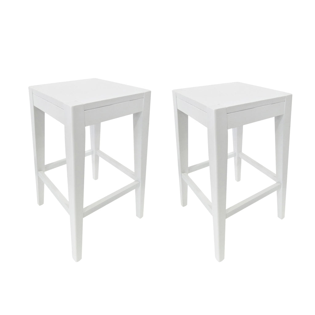 Counter Barstool (Set of 2), Rubber Wood - White