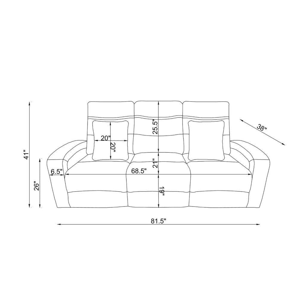 Isolde - Power Reclining Sofa, LED Lighting - Gray