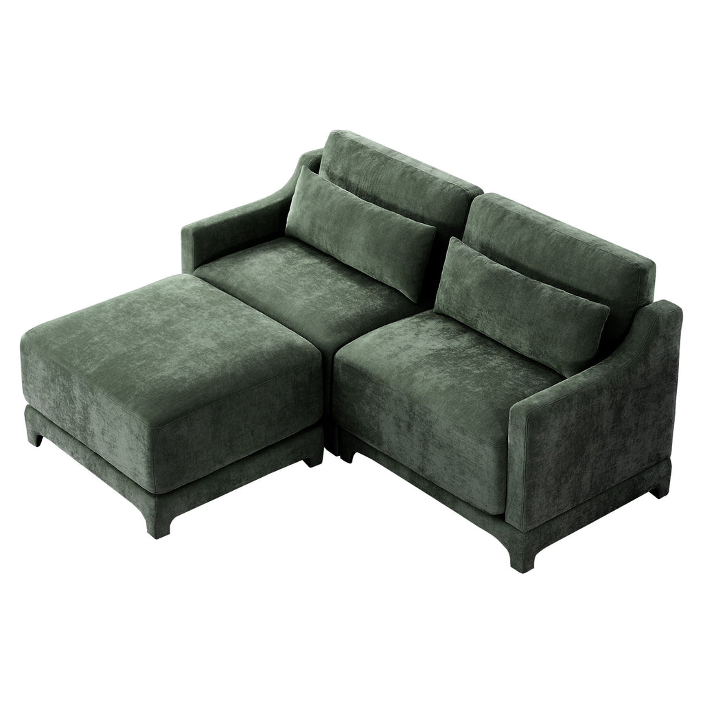 Stylish Sofa With Ottoman And Lumbar Pillows, Ergonomic Design