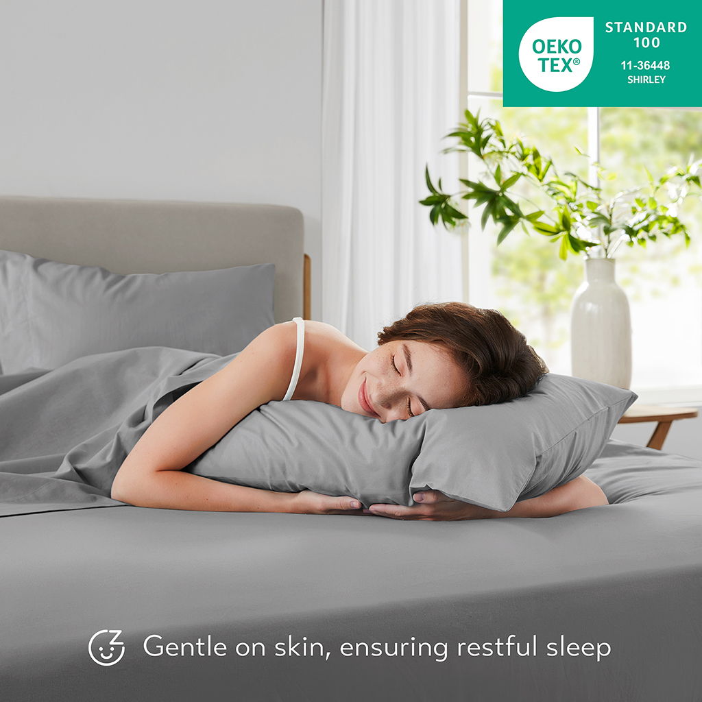 Cotton 144TC - Twin Solid Sheet Set - Dark Gray