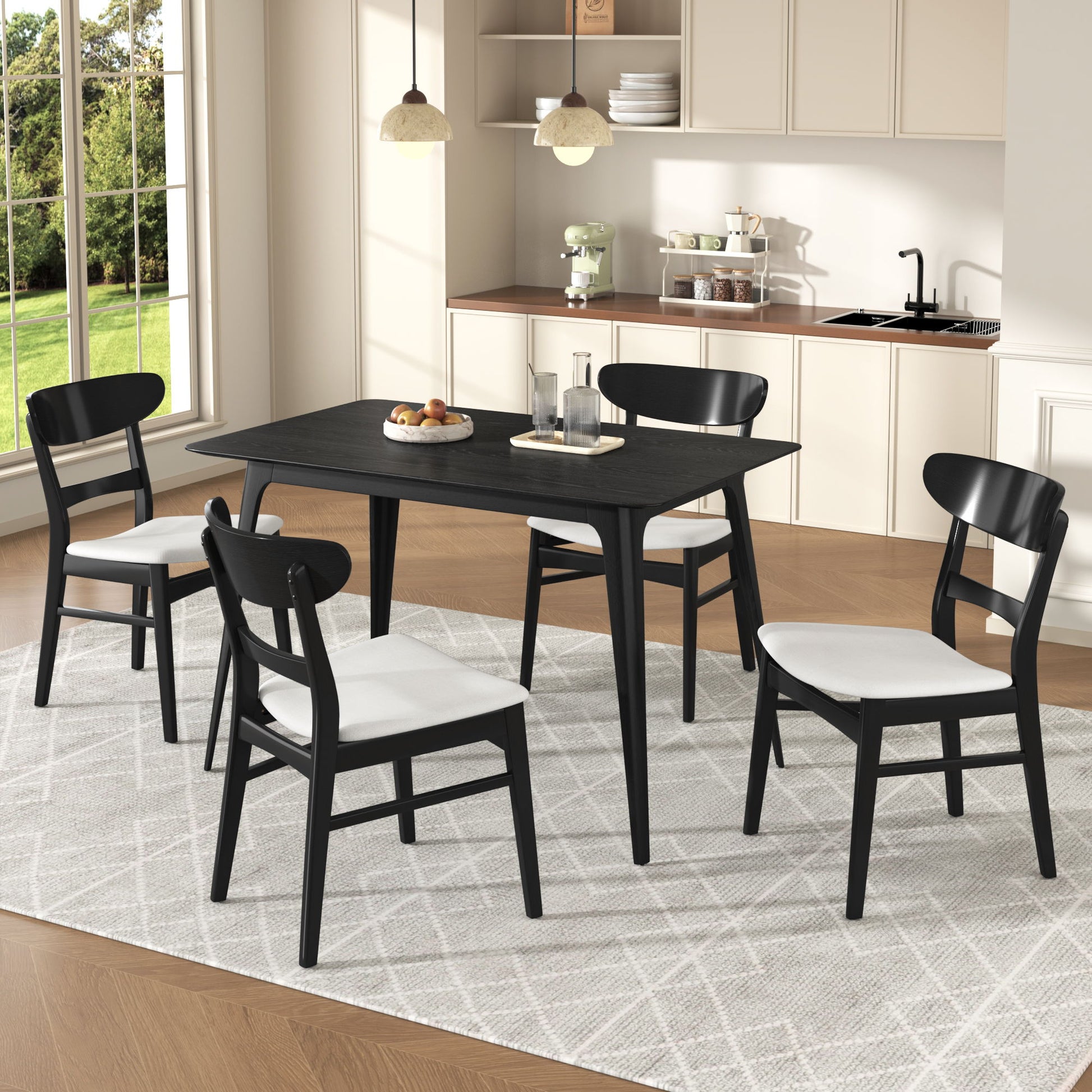 5 Piece Dining Set With Table And 4 Upholstered Chairs