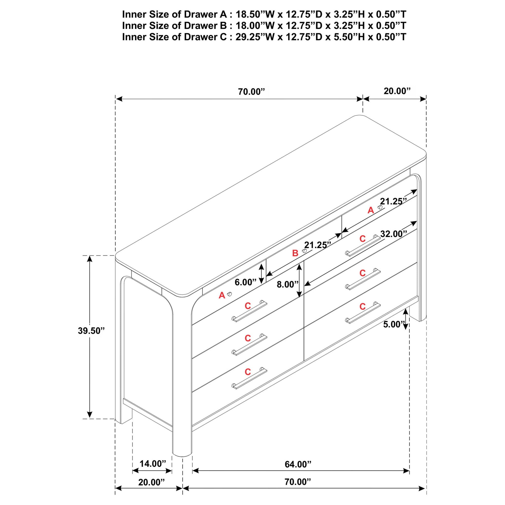 Flores - 9 Drawer Dresser - Mango Color