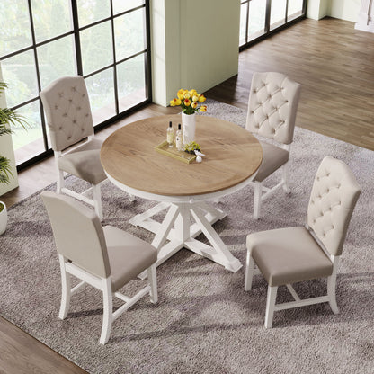 Gewnee - Extendable Trestle Dining Set 5 Piece - White / Oak