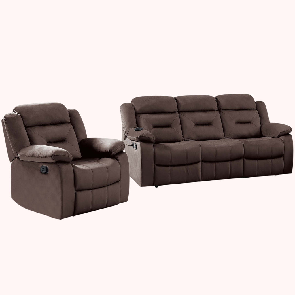Contemporary Living Room Set With Pillow Arms And Headrest Support