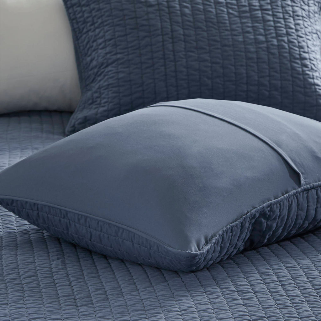 Keaton - Twin Reversible Coverlet Set - Navy