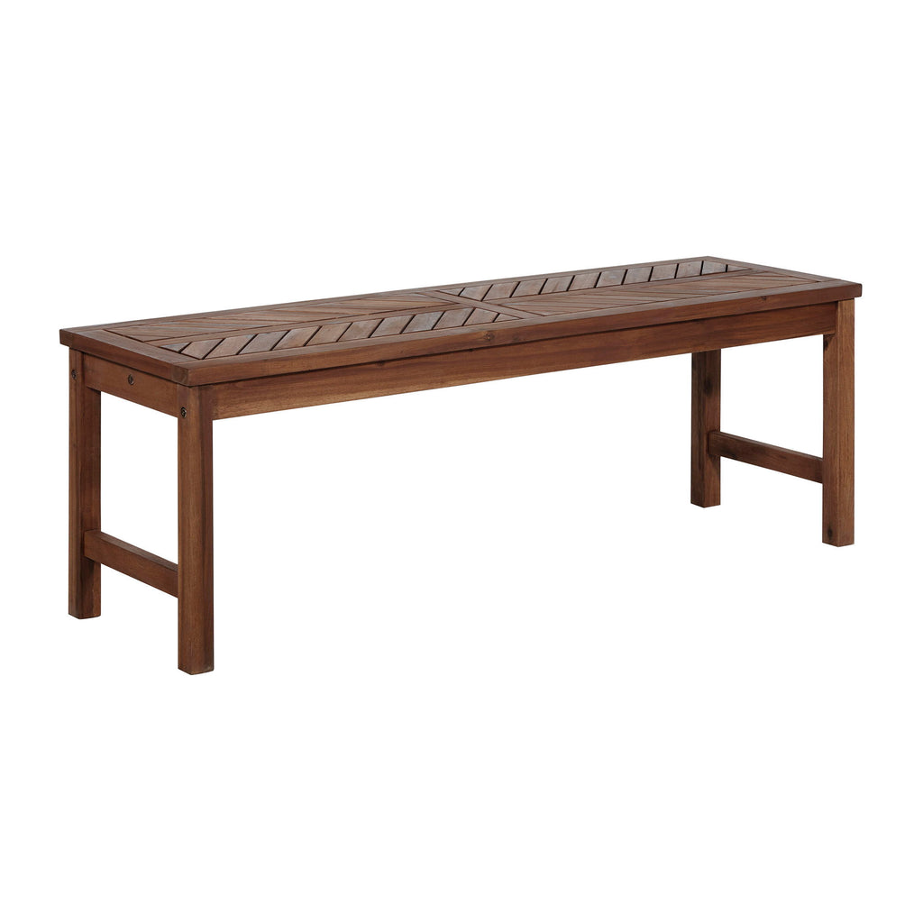 Modern Slat Top Solid Wood Patio Bench