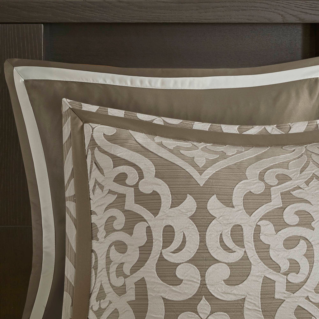 Odette - California King 8 Piece Comforter Set - Tan