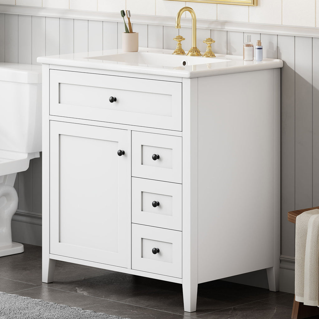 Bathroom Vanity With Sink, 3 Drawers And Adjustable Shelf