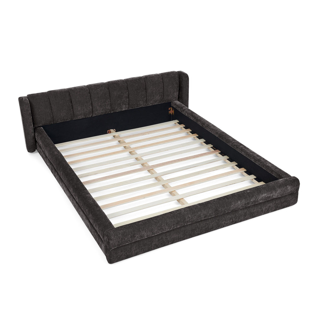 Modern Upholstered Bed Frame With Thick Chenille Fabric And Headboard