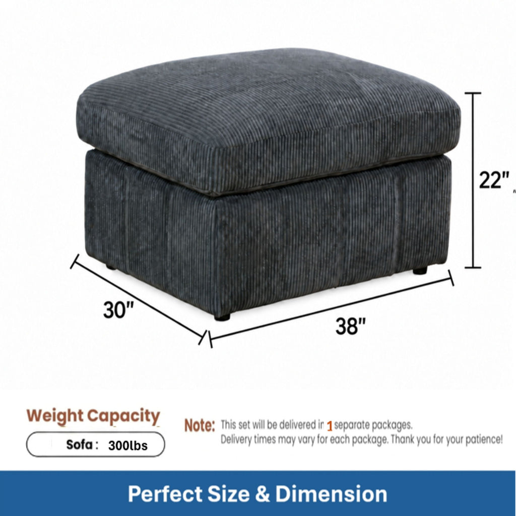 Oversized Ottoman Footrest Extra Seat Living Room - Dark Gray