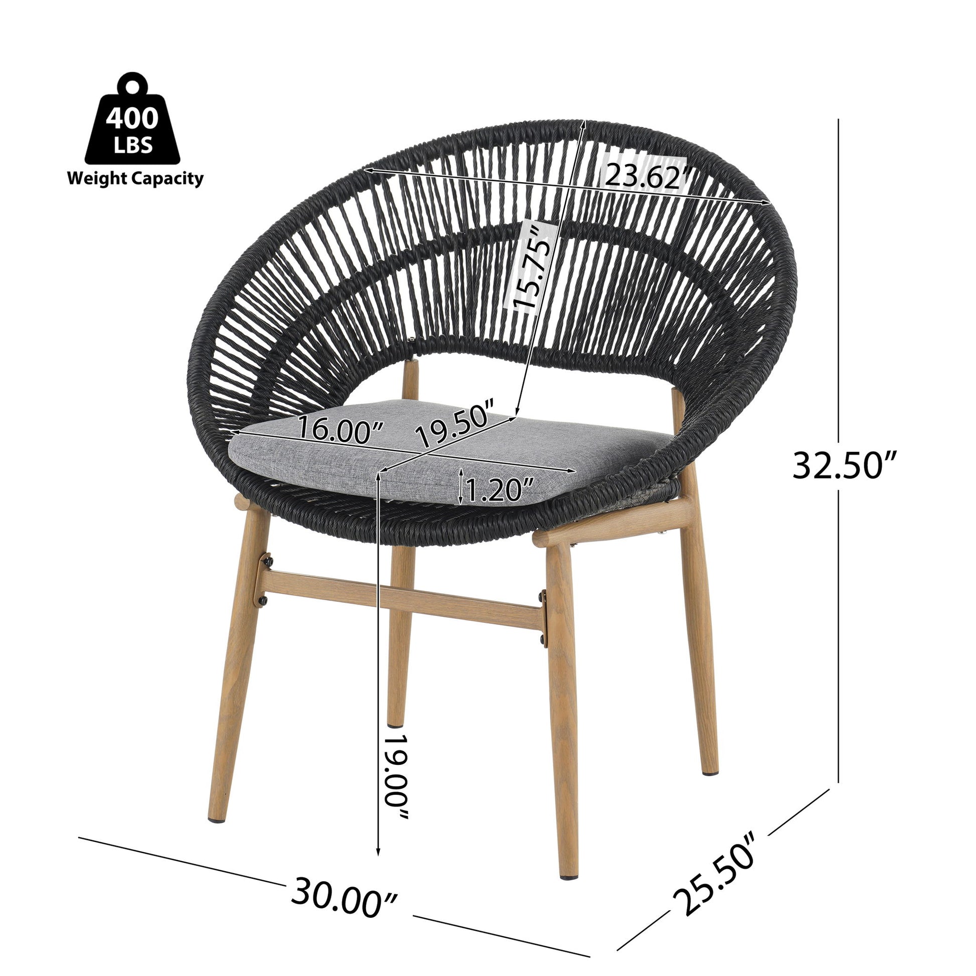 Cyril - Outdoor Patio 7 Piece Dining Set With Wicker Chairs And Table - Dark Gray / Teak