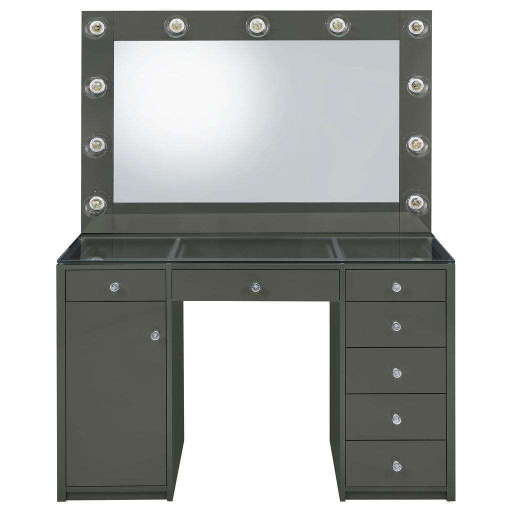 Fern - 7 Drawer Vanity Set With Mirror And Globe Lights