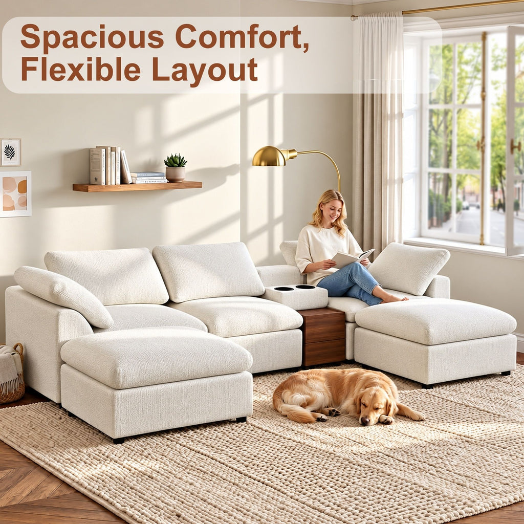 Modular Cloud Couch With Storage Console