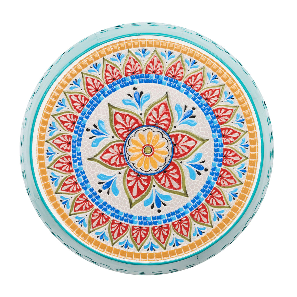 Ruby - Boho Mosaic Side Table With Ceramic Tile Top