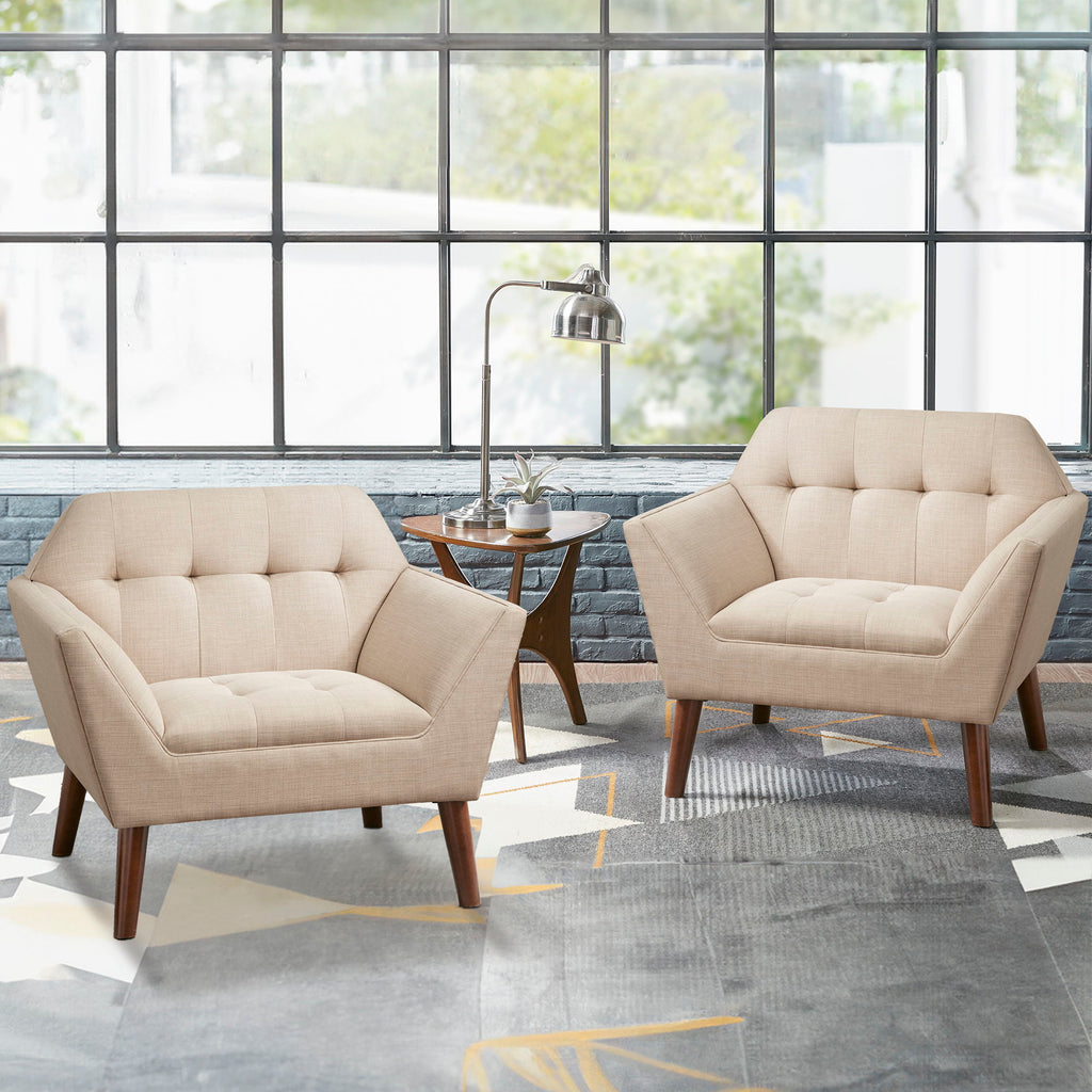 Newport - Wide Mid-Century Modern Lounge Chair (Set of 2) - Beige