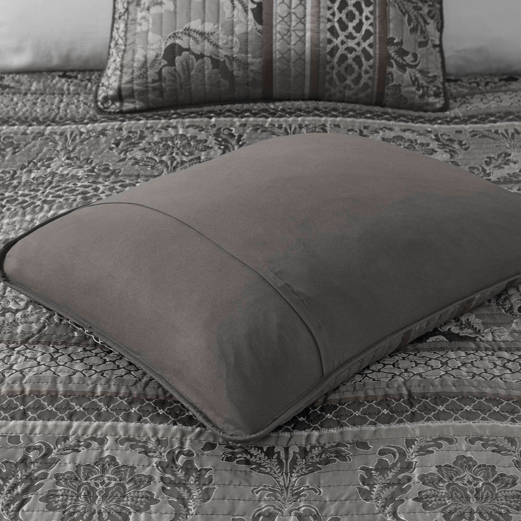 Bellagio - 6 Piece Full/Queen Quilt Set With Throw Pillows - Gray