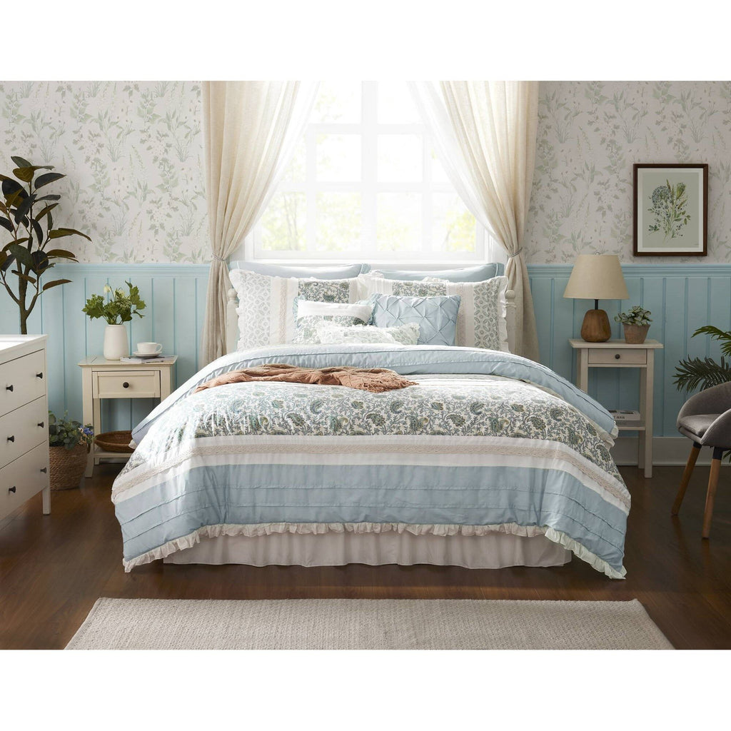 Dawn - California King 9 Piece Comforter Set - Blue