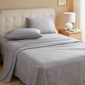 Cozy Cotton Flannel - King Printed Sheet Set - Snowflake