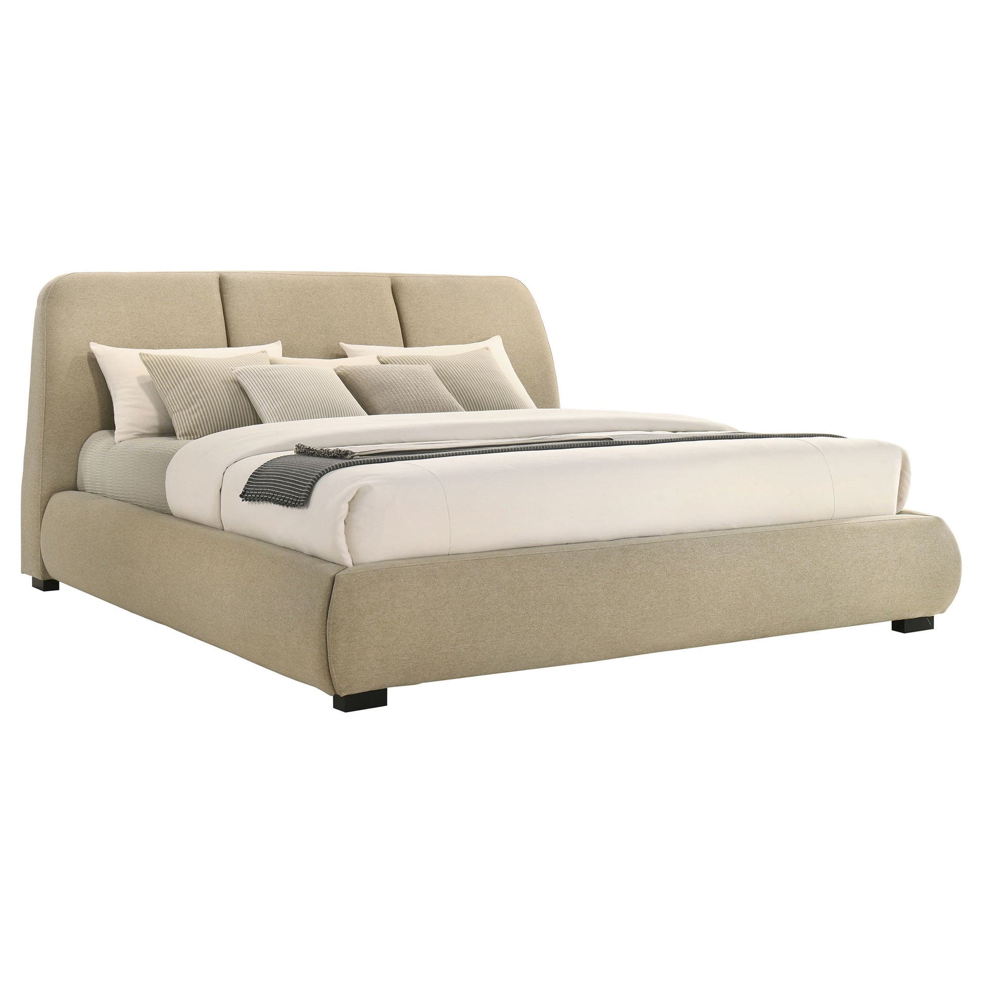 Modern Upholstered Platform Bed With Tufted Headboard