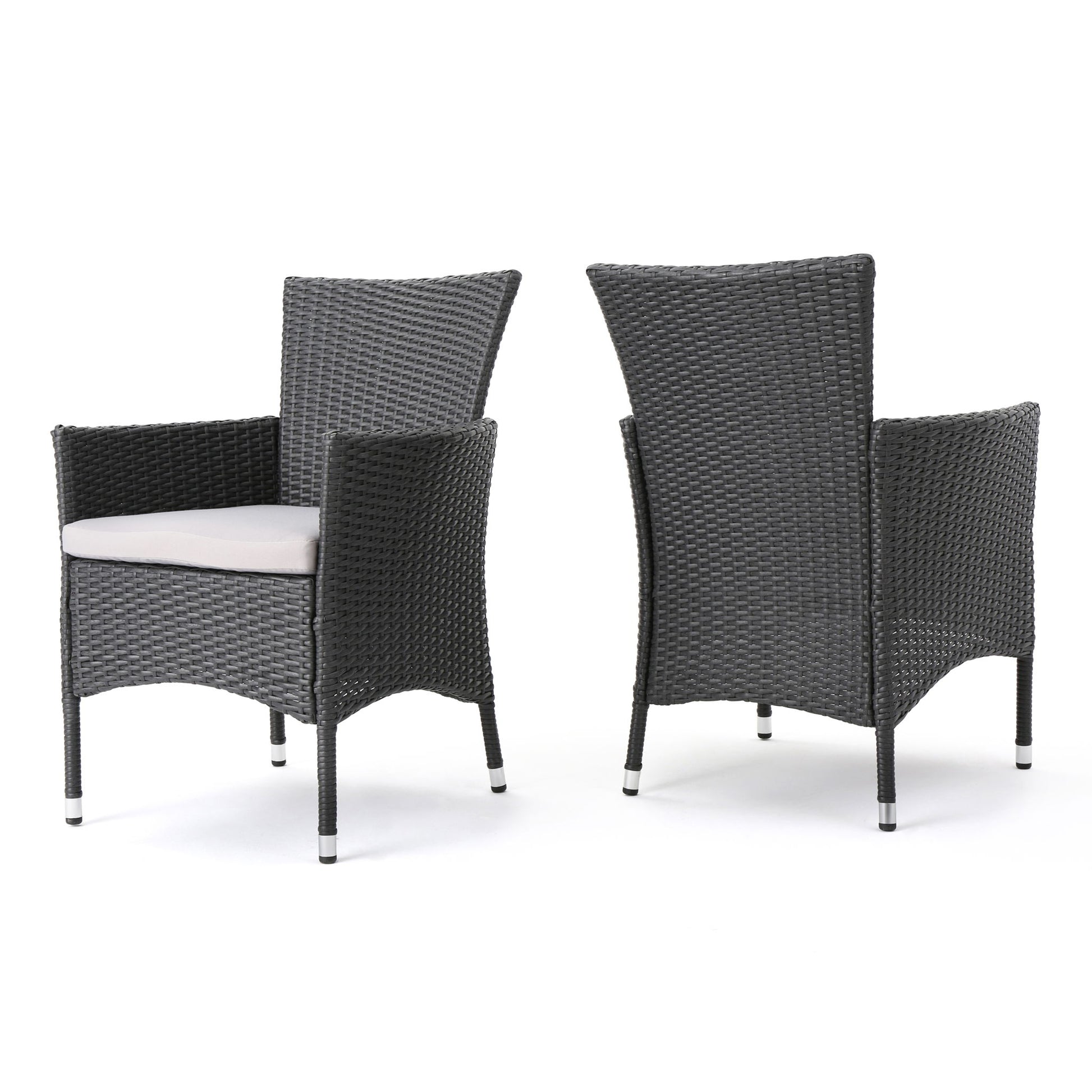 Dimensional Outdoor Dining Chair With Cushion Seat And Iron Frame (Set of 2)
