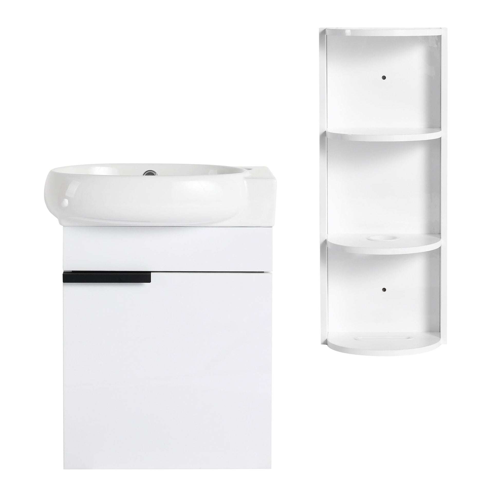 Wall Mounted Bathroom Vanity With Sink And Storage Rack, Soft Close Doors