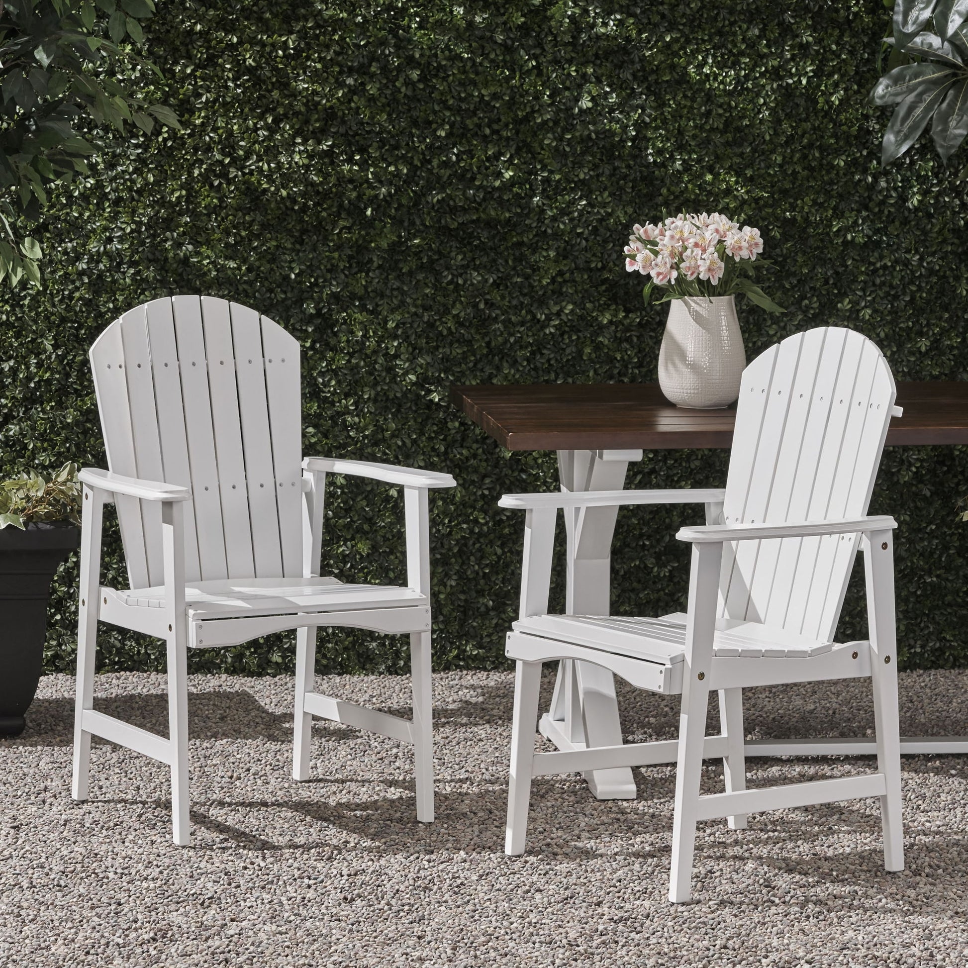 Outdoor Weather Resistant Acacia Wood Adirondack Dining Chairs (Set of 2)