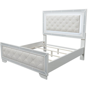 3 Piece Bedroom Set, Bed With LED Lights And 2 Nightstands