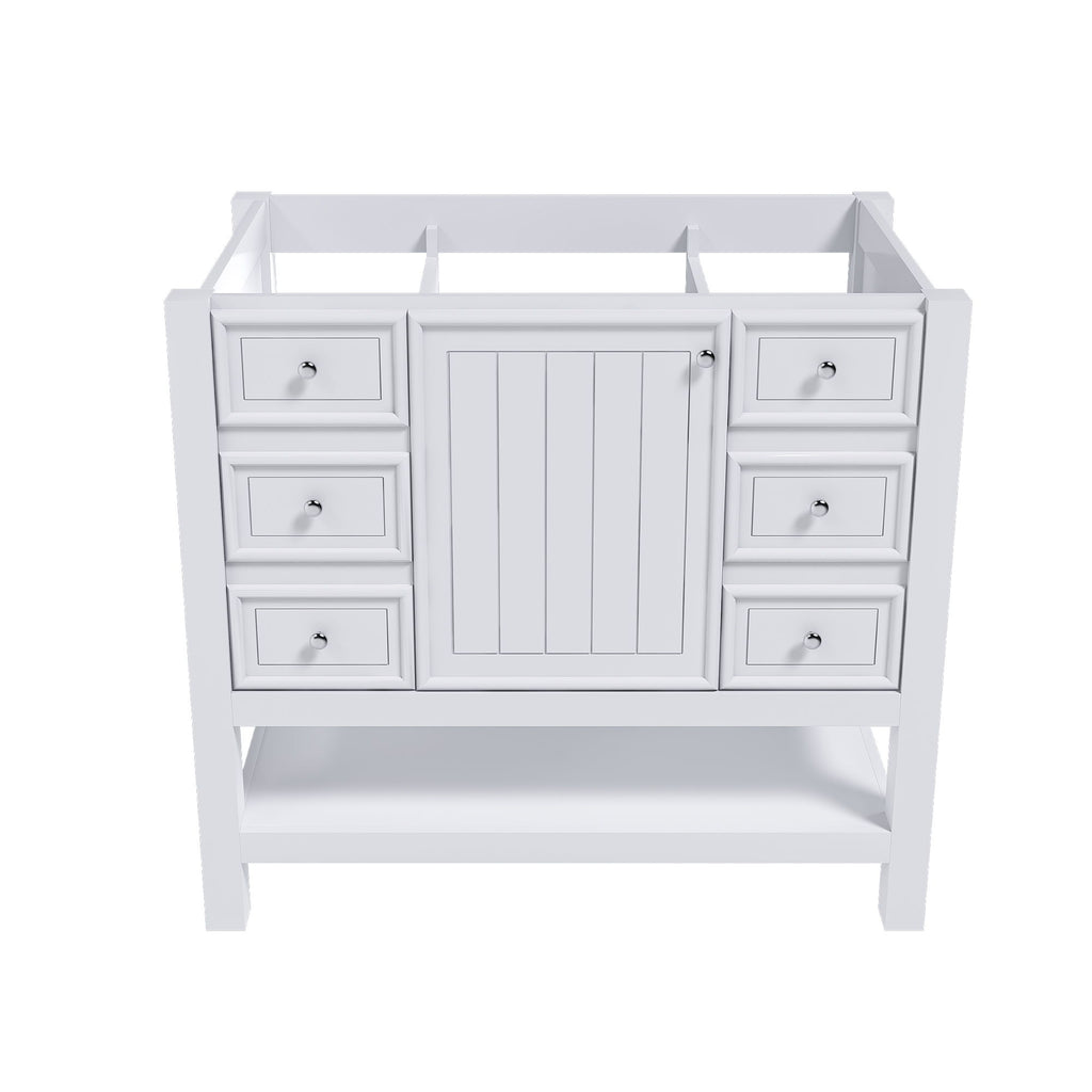 36" Bathroom Vanity With 1 Cabinet And 3 Drawers 1, Storage Solution - White