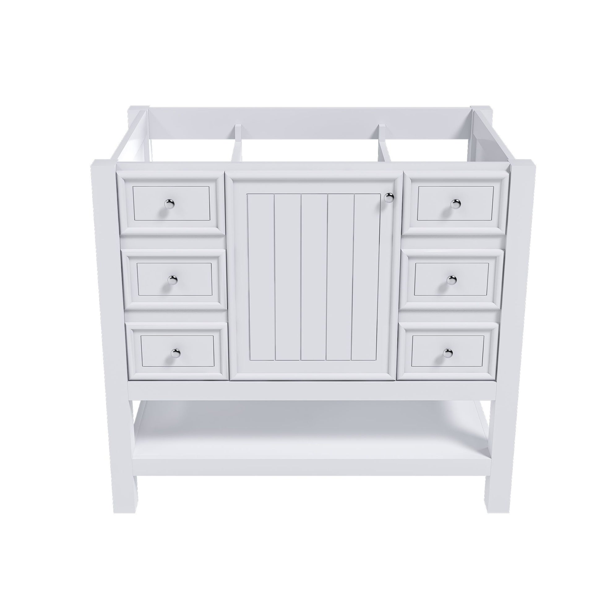36" Bathroom Vanity With 1 Cabinet And 3 Drawers 1, Storage Solution - White