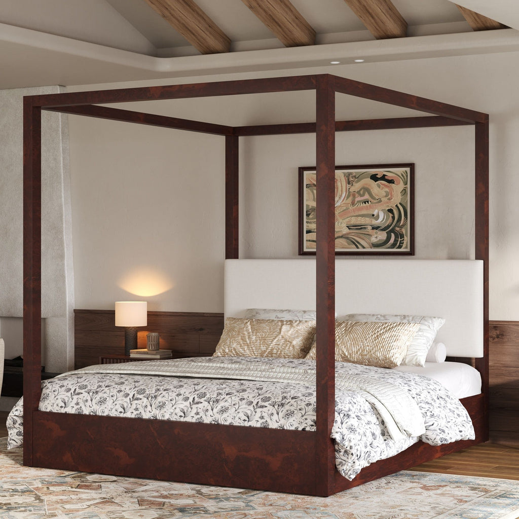 Canopy Platform Bed With Upholstered Headboard