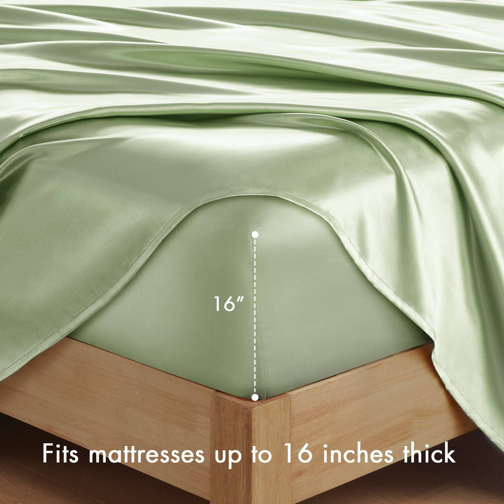 Satin - 6 Piece Full Luxury Sheet Set - Sage