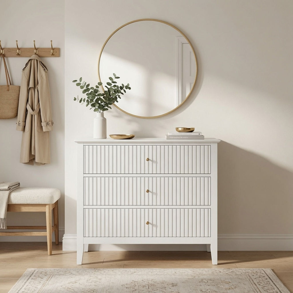 3 Drawer Nightstand, Wide With Soft Close Slides - White