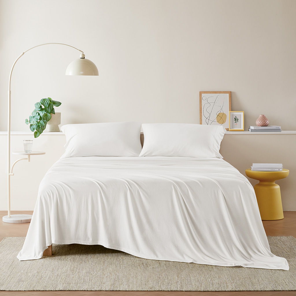 Cotton Blend Jersey Knit - King All Season Sheet Set - White