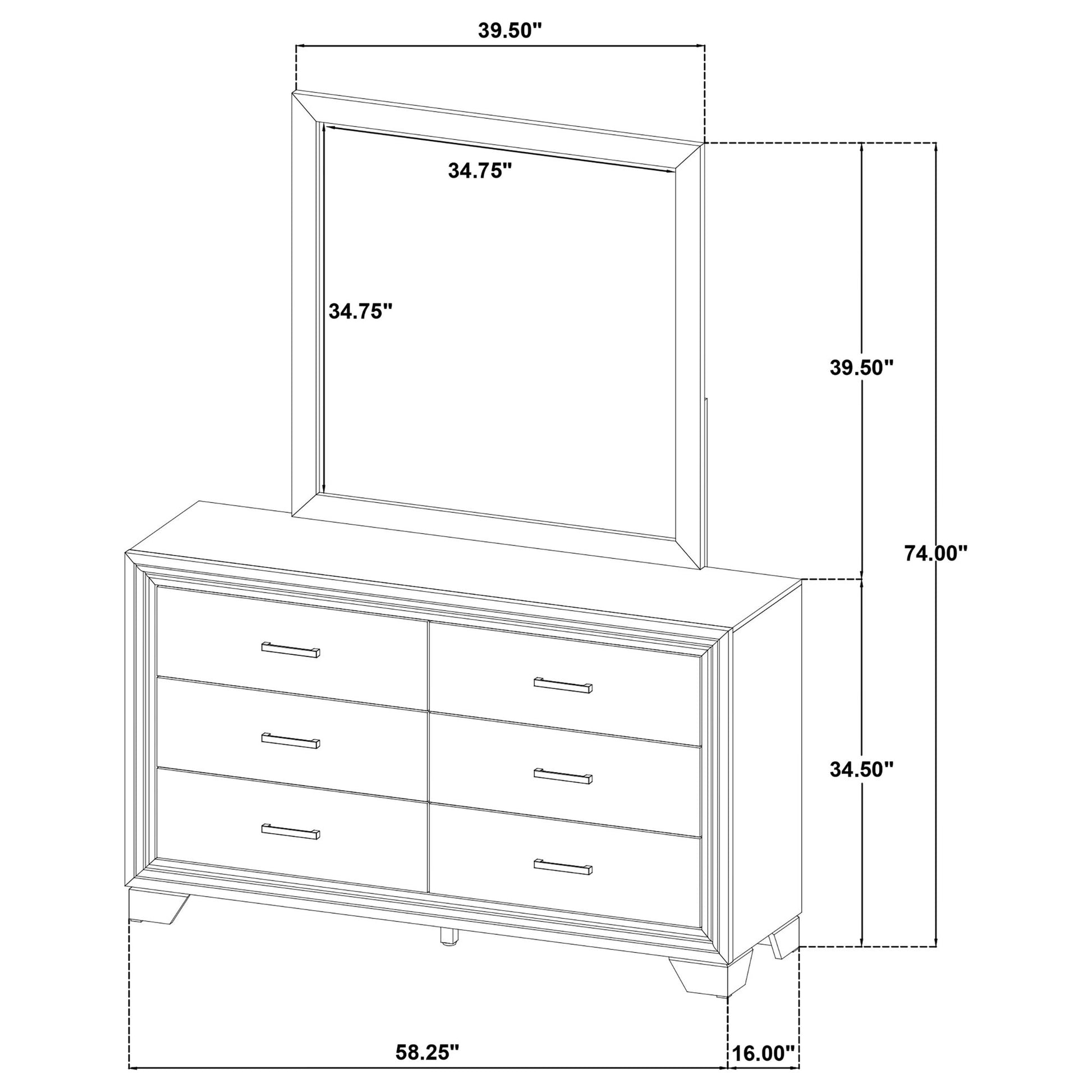 Funston - 6 Drawer Dresser With Mirror - Brown Oak