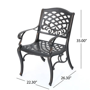 Luminea - Outdoor Aluminum Dining Chair With Scroll Design, Lattice Pattern And Cabriole Legs - Copper