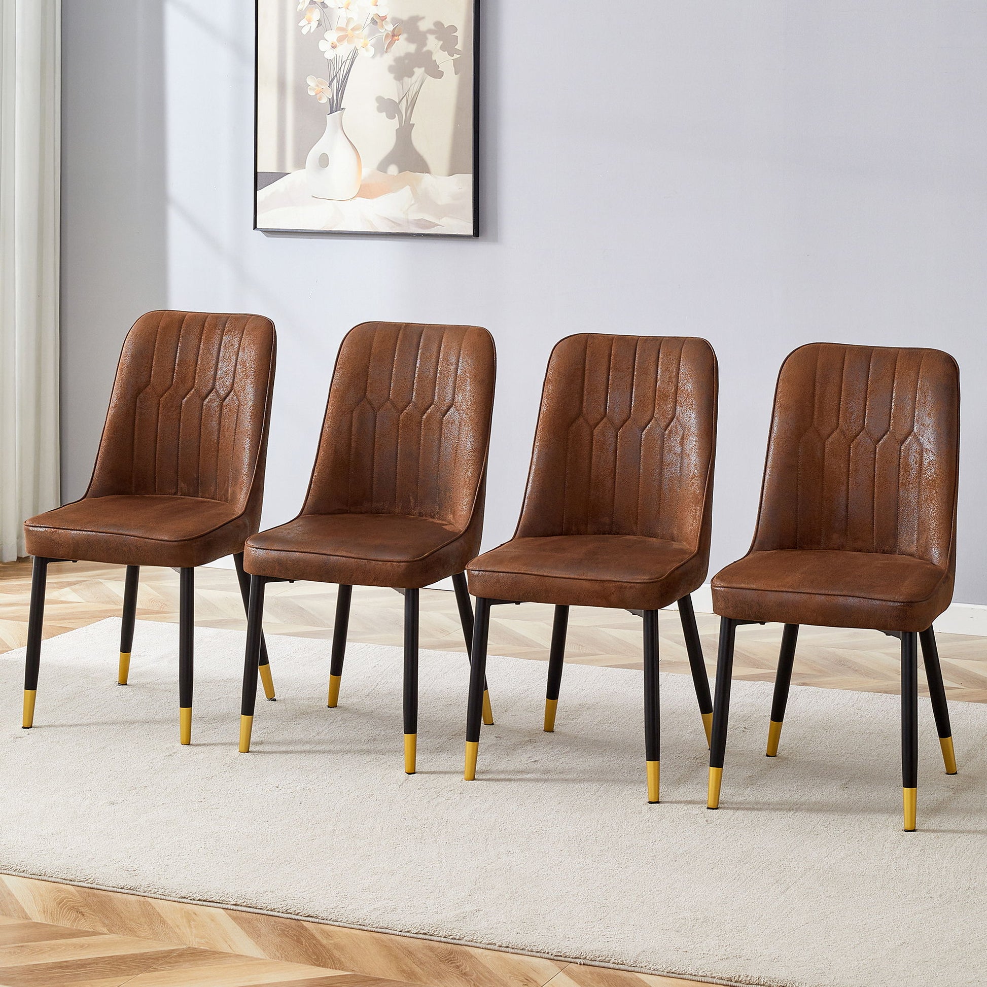 Modern Dining Chairs With Sleek Backrest And Metal Legs