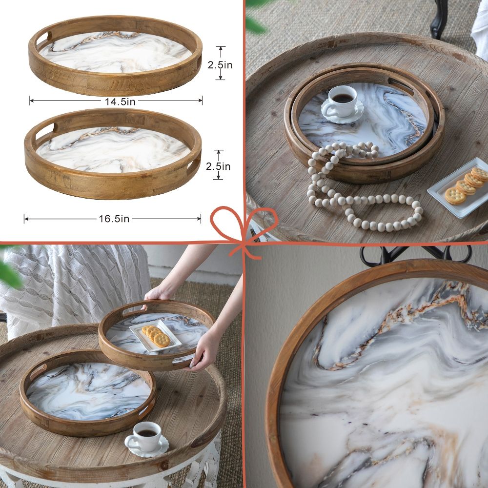 French Country Home Decor Collection (Includes An Artificial Plant, Vase, Trays, Stool And Side Table) (Set of 5) - Multicolor