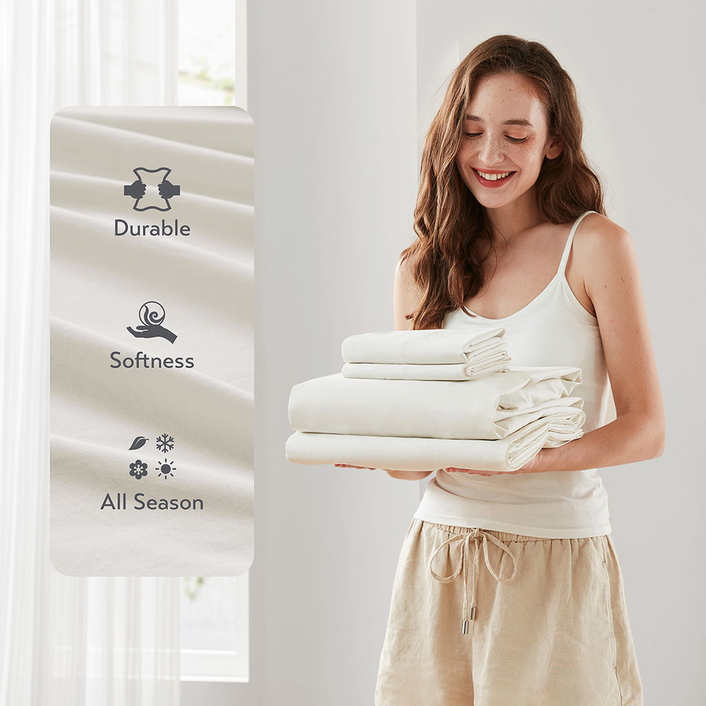 Cotton 144TC - Queen Solid Sheet Set - Ivory