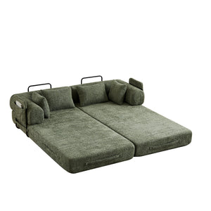 Convertible Sleeper Sofa Bed With Cylindrical Pillow