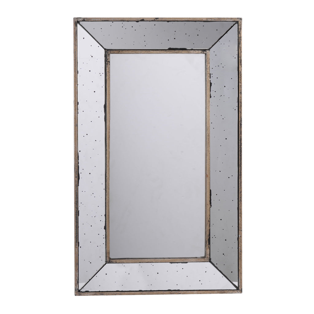 Distressed Accent Mirror, Traditional Style Framed Wall Mirror For Living Room